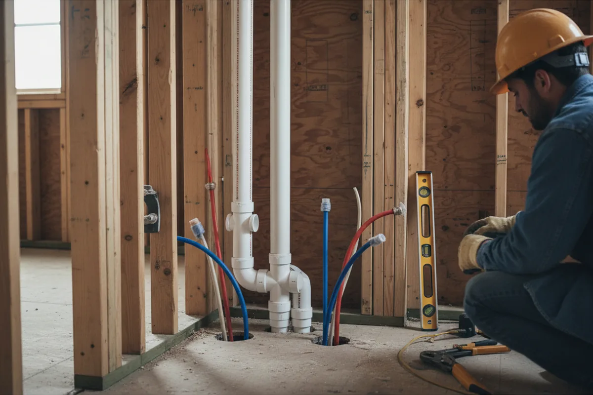 Drain and supply rough-in during Leak Detection in Cleo Springs